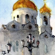 Схема вышивки «Храм Христа Спасителя, Москва. Акварель»