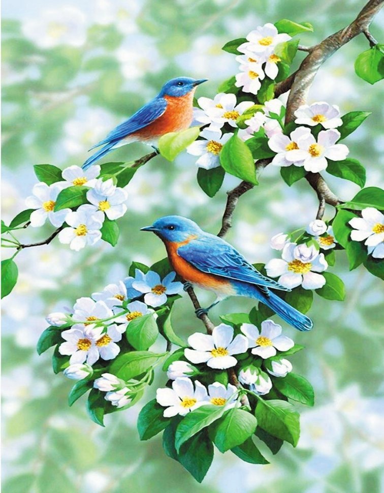 №2710543 - цветы, дерево, птицы - оригинал