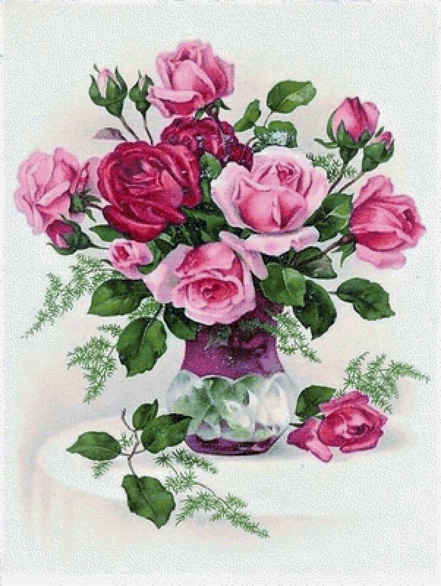 Букет из роз - ваза, розы - предпросмотр