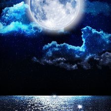 Схема вышивки «Ночь...море...луна...»