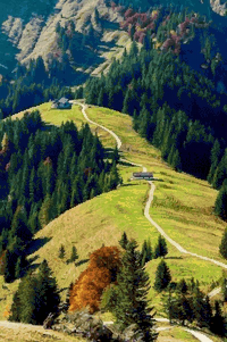Горы в Баварии - природа, бавария, домик, горы, лес, пейзаж - предпросмотр