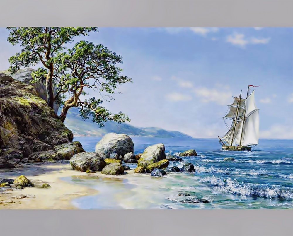 морской пейзаж - парусник, природа, пейзаж, корабль, море - оригинал