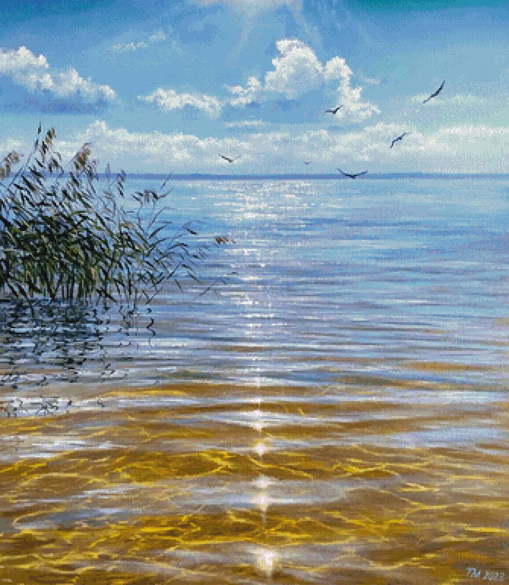 Летний день - солнце, озеро, песок - предпросмотр