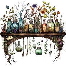 Оригинал схемы вышивки «Полка с зельями» (№2715276)