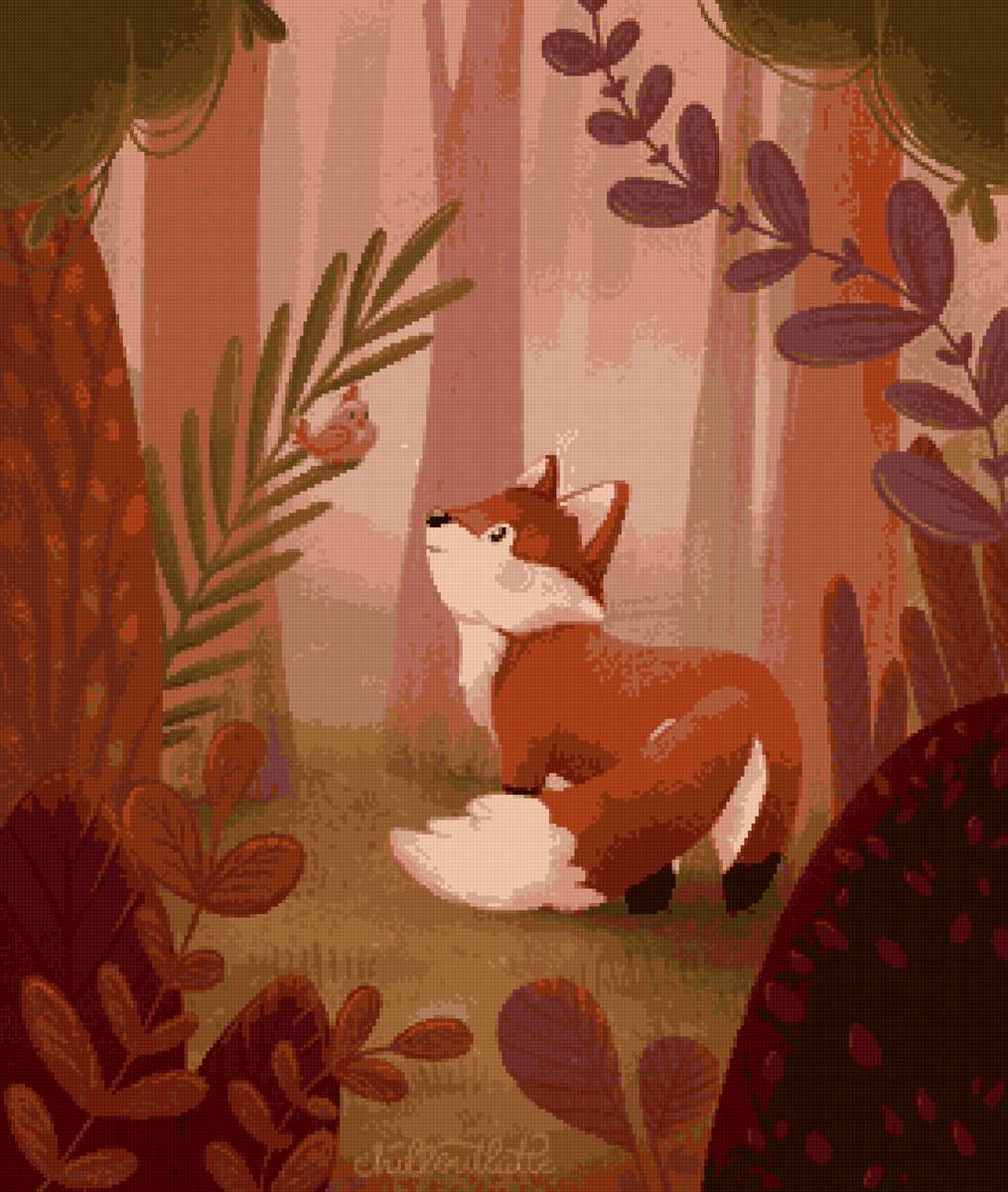 Лиса и птичка - лиса, птичка - предпросмотр