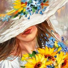 Схема вышивки «девушка в шляпе»