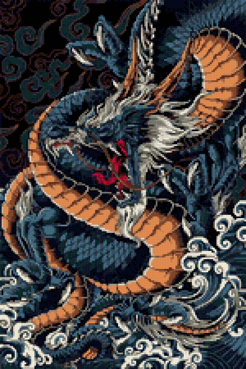 Дракон воды - китай, вода, простое, дракон - предпросмотр