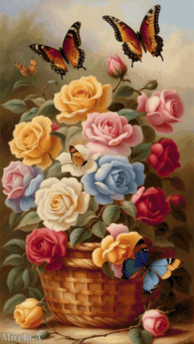 Карзина с розами - карзина с розами - предпросмотр