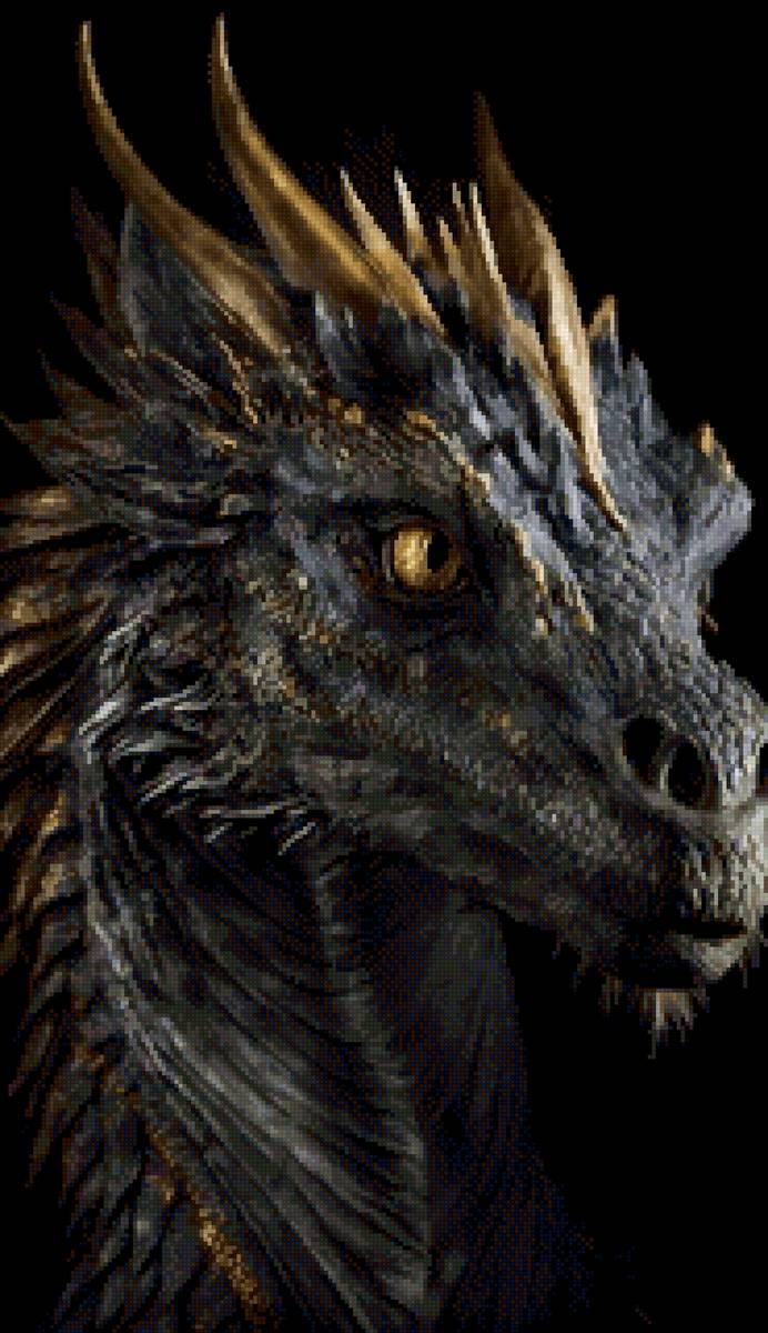 Дракон - дракон, черный - предпросмотр