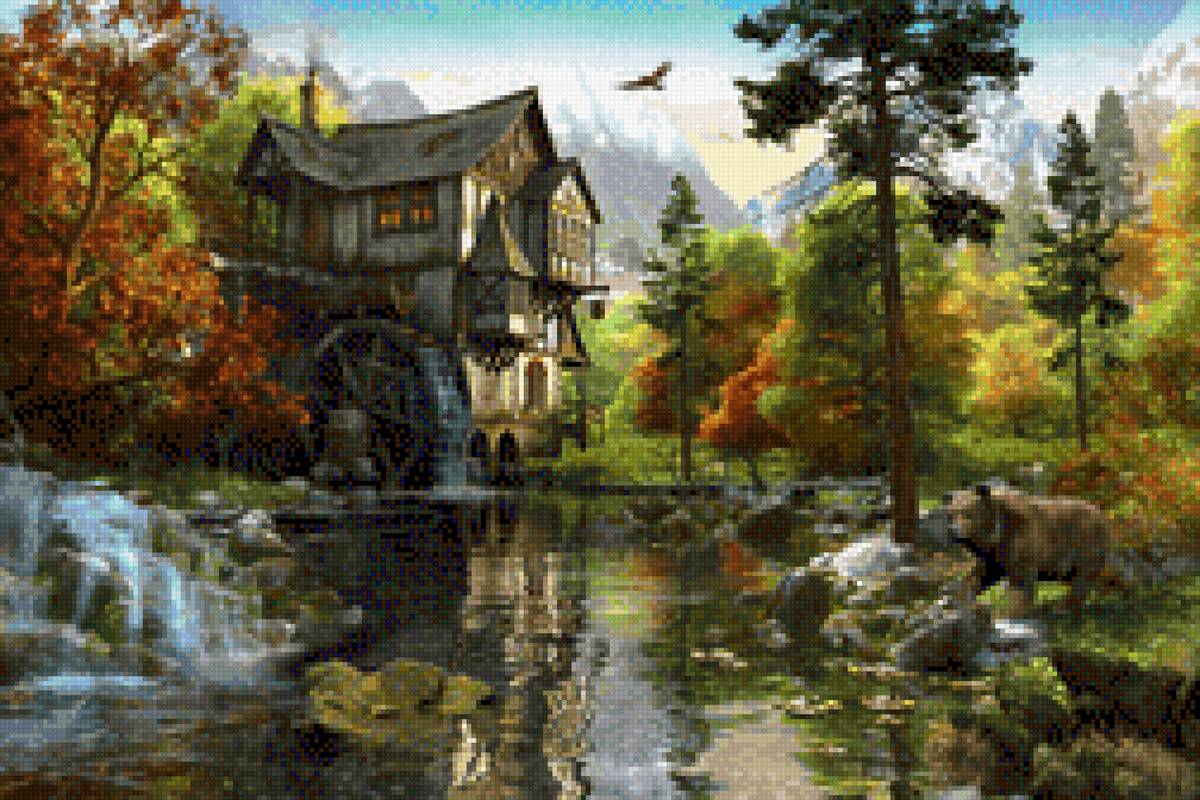 таинственная мельница в лесу - предпросмотр