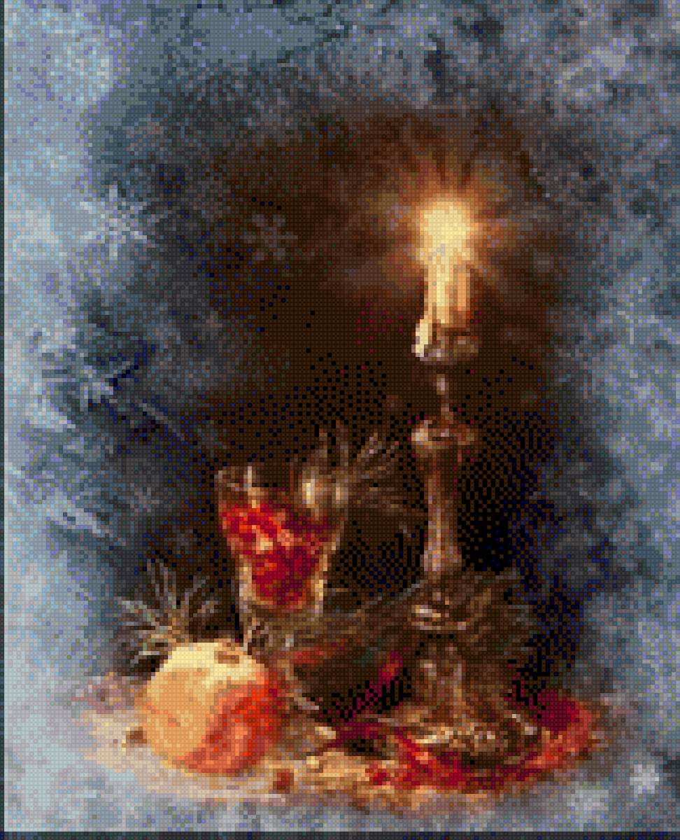 Святочный огонь - зима, рождество, свеча, новый год - предпросмотр
