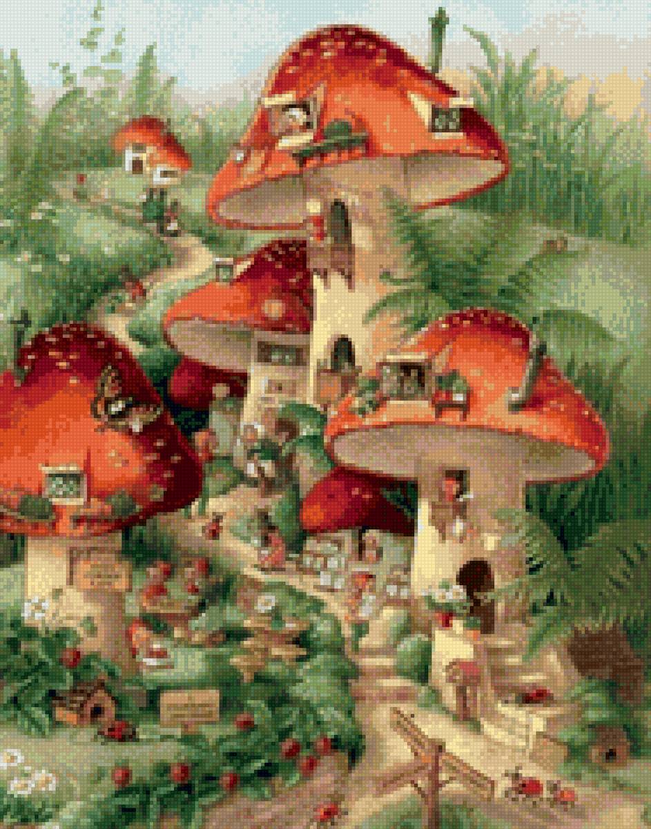 Грибы - лес, гном, феи, грибы, сказка - предпросмотр