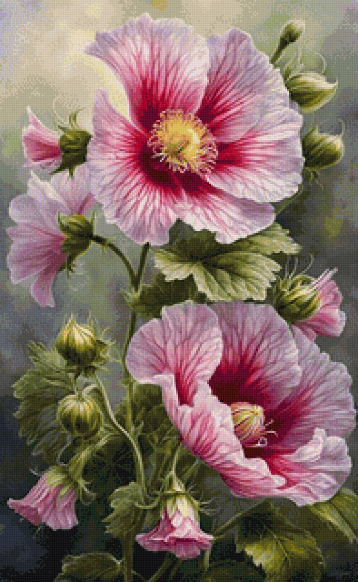 Мальва - мальва, цветы, живопись - предпросмотр
