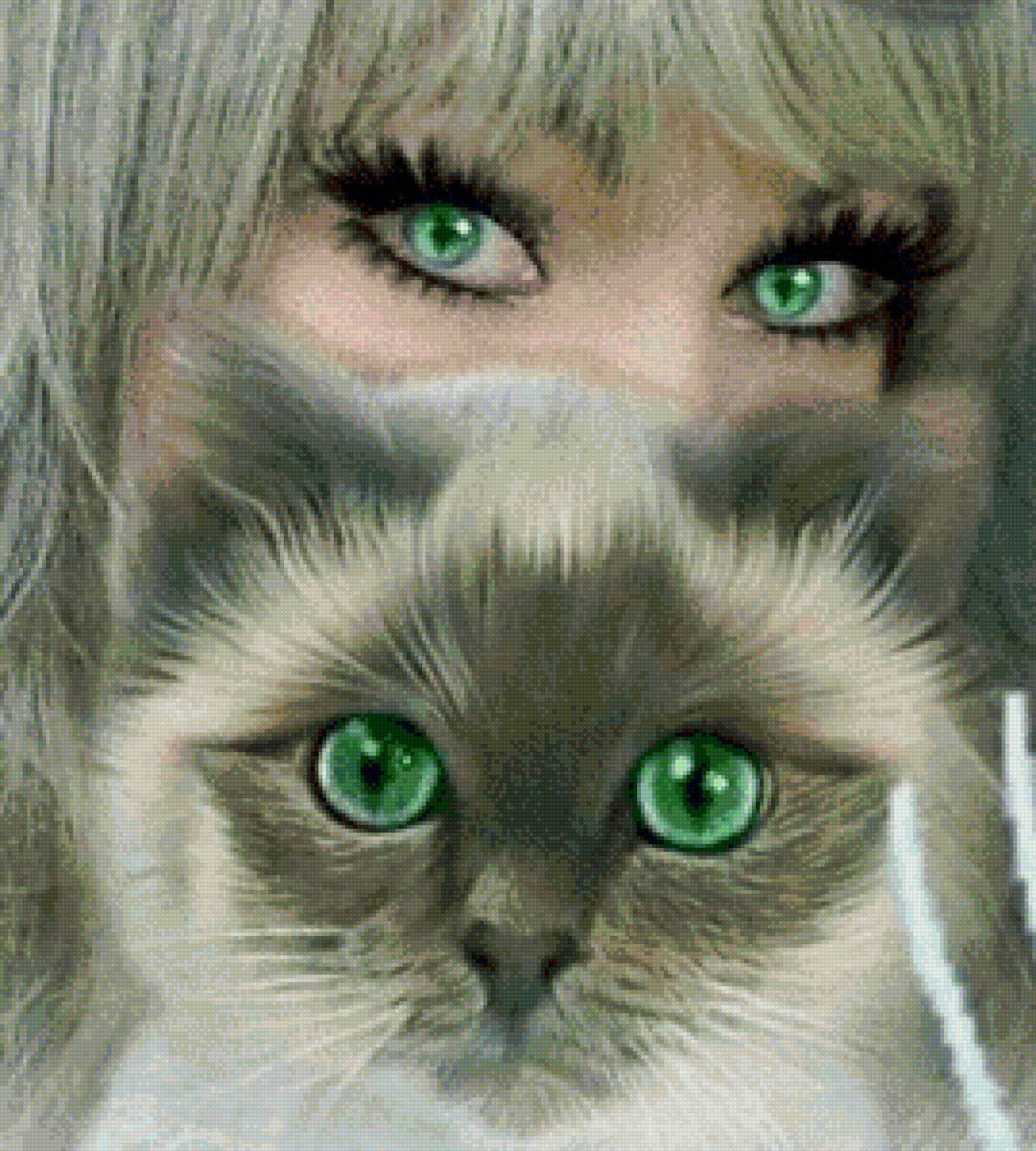 Зелёные глаза - люди, кошки - предпросмотр