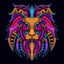 Схема вышивки «Неоновый лев»