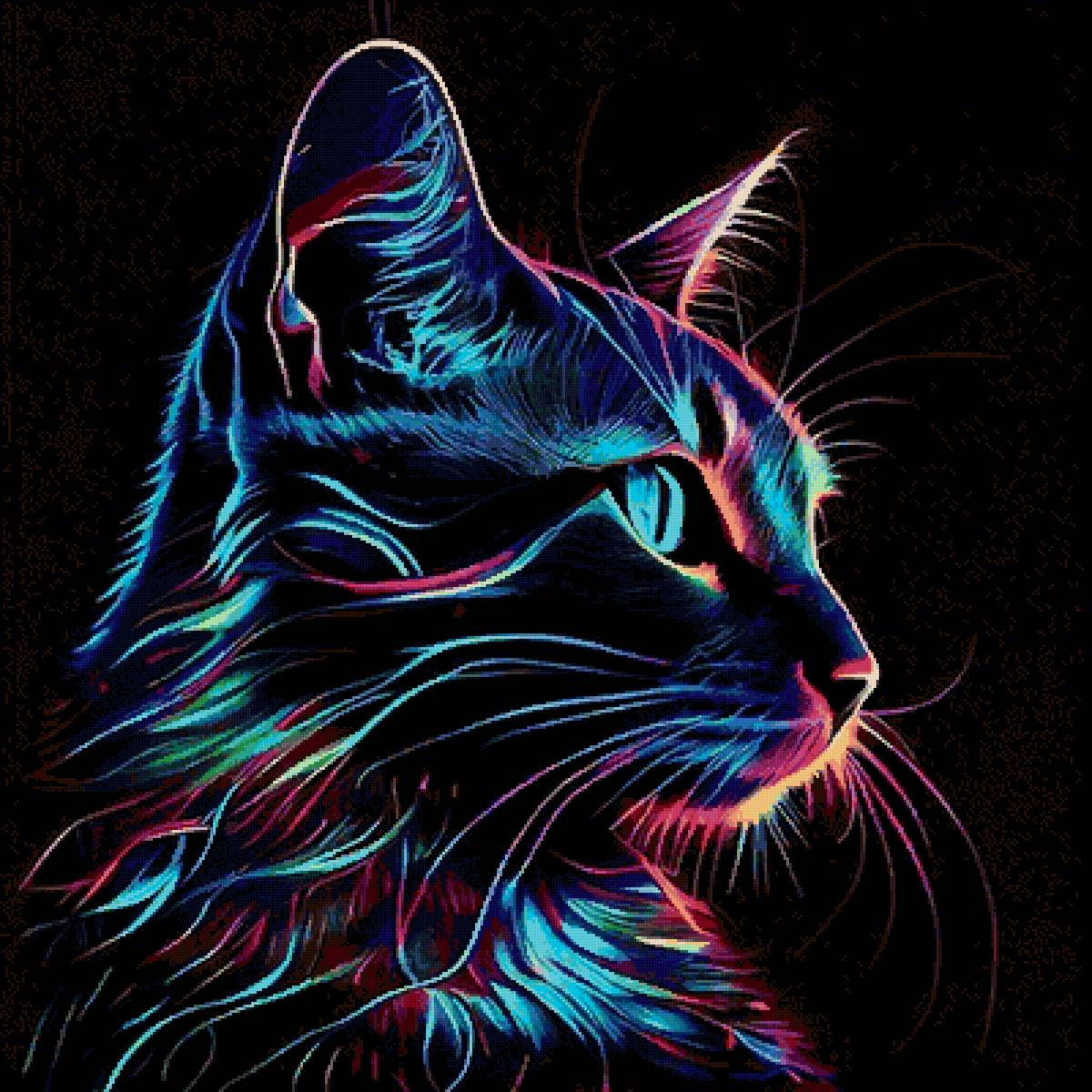 Радужный кот - неоновый кот, радужный кот, кот - предпросмотр