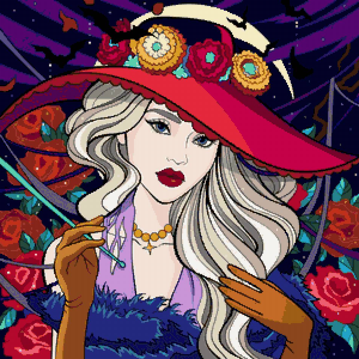 Дама в красной шляпе - женщина, девушка, дама, красота - предпросмотр