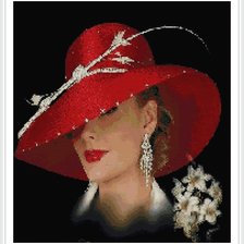 Оригинал схемы вышивки «Дама в красной шляпе» (№2719661)