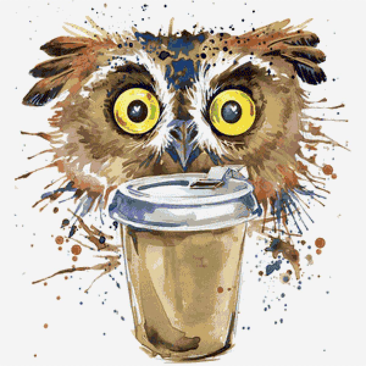 Сова с кофе - предпросмотр