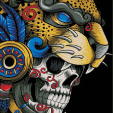 Оригинал схемы вышивки «Ацтекский воин-череп» (№2720001)