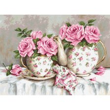 Схема вышивки «утренний чай и розы»