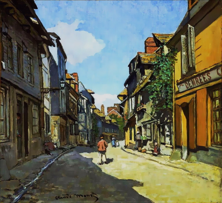 Рю Баволь в Онфлёре. По картине Клода Моне - художники, живопись, картины, картина, город, клод моне - оригинал