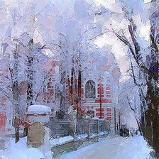 Зимний городской пейзаж. Виктор Сорокин