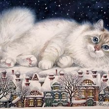 Оригинал схемы вышивки «Зимний кот» (№2721910)