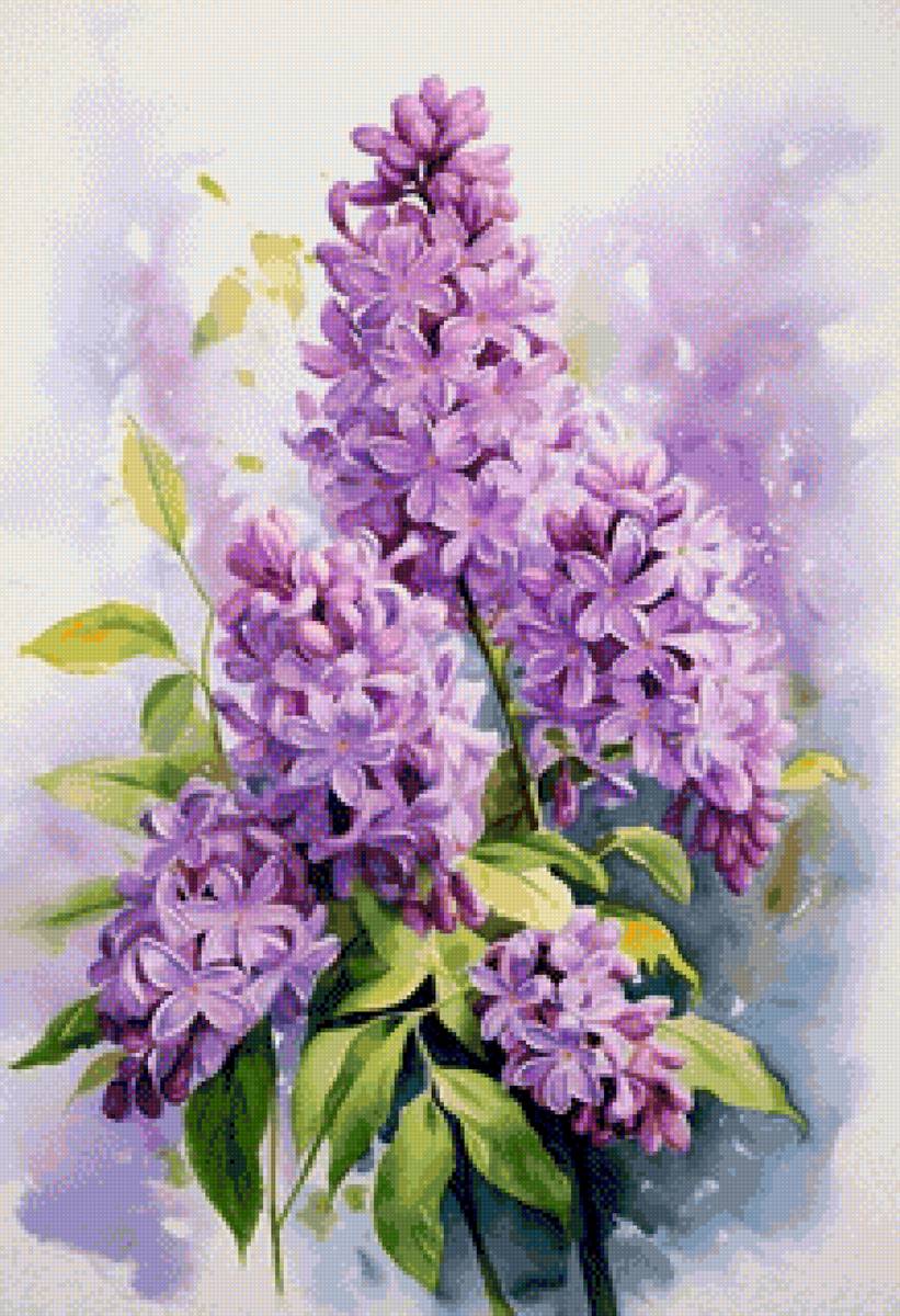 Акварельная сирень - сирень, весна, цветы, живопись - предпросмотр