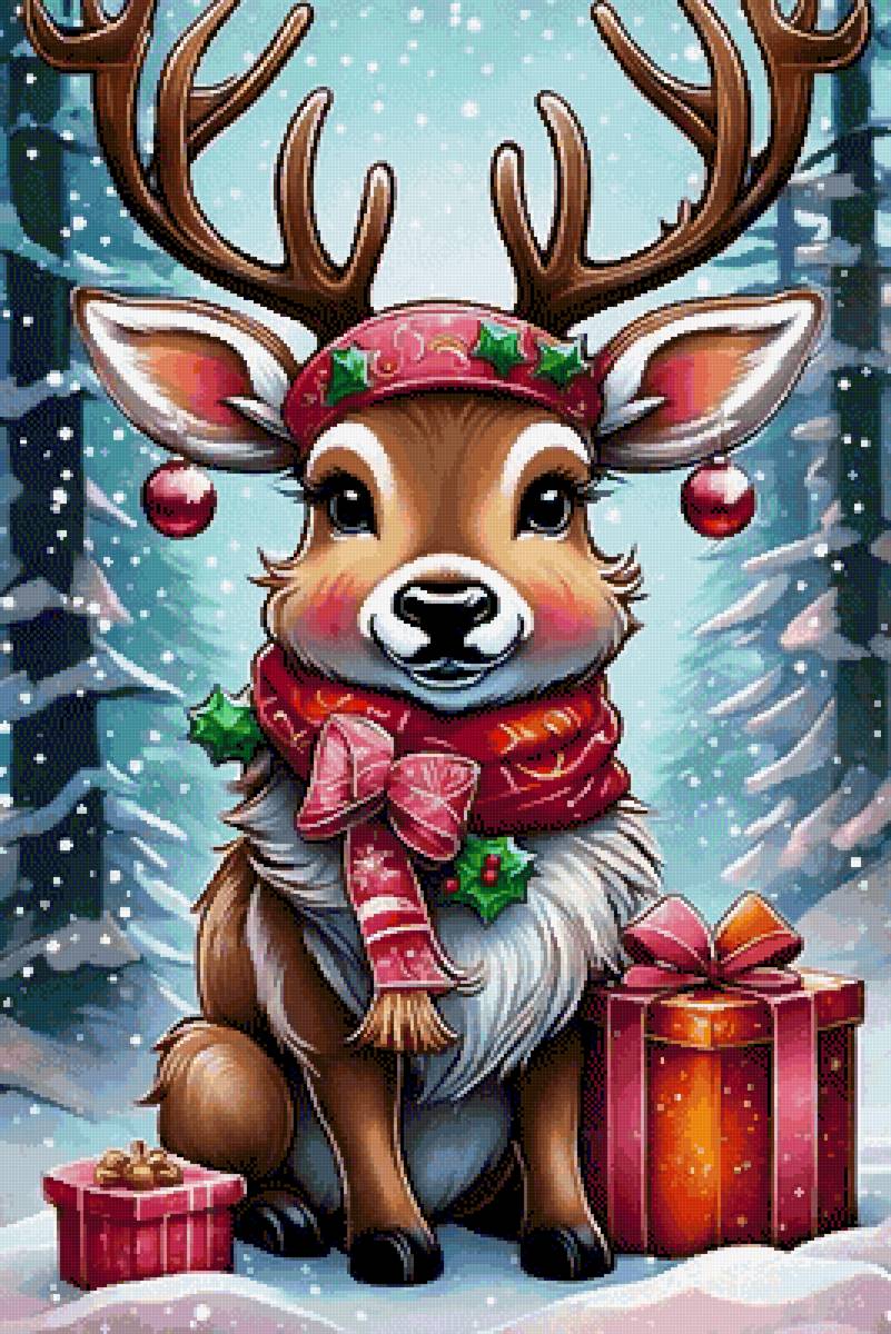 Подарочки - рождество, олень, животные - предпросмотр