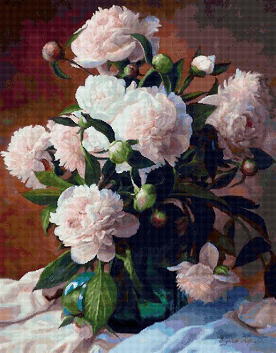 пионы - цветы, пионы, натюрморт - предпросмотр