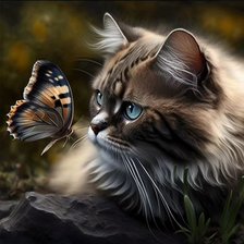 Схема вышивки «Кот с бабочкой»