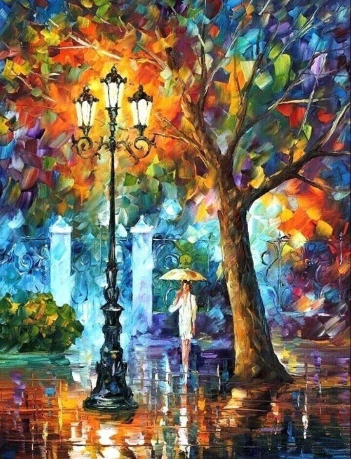 Дождь - фонари, афремов, вечер, дождь - оригинал