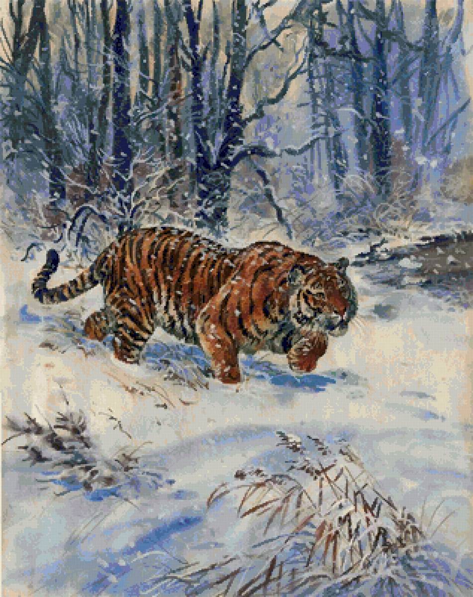 Зима - тигр, природа, дикие кошки, лес, тайга, зима - предпросмотр