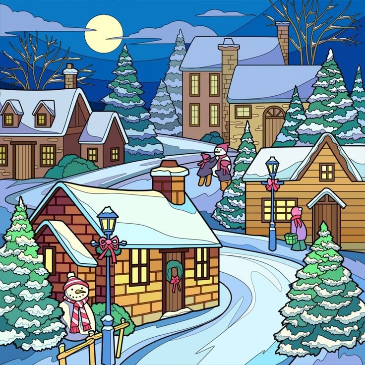 Городок. Рождество - зима, горд, рождество - оригинал