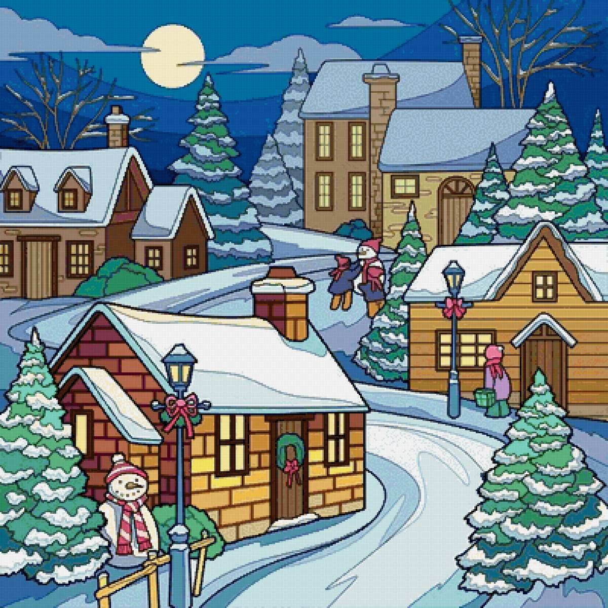 Городок. Рождество - зима, рождество, горд - предпросмотр