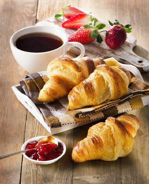 Утренний кофе - круассан, утро, кофе, завтрак - оригинал