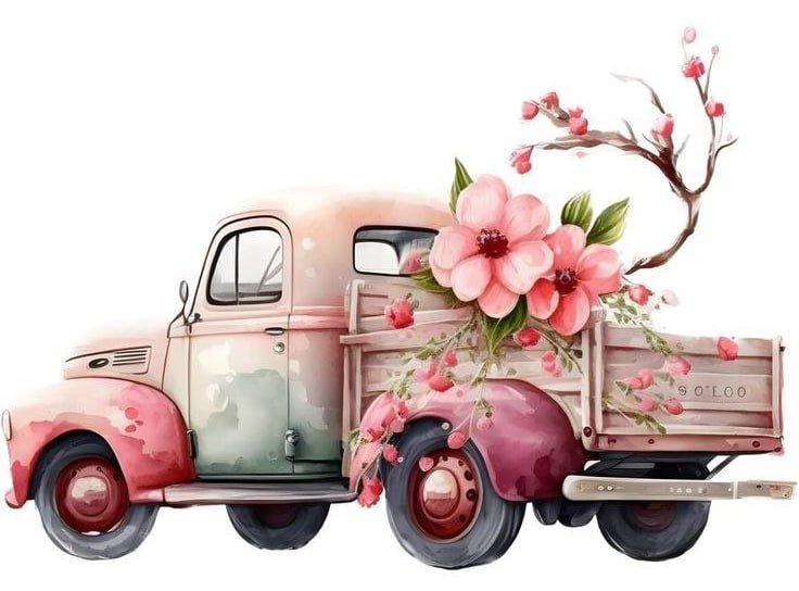 Весна - грузовик, весна, машина, сакура - оригинал