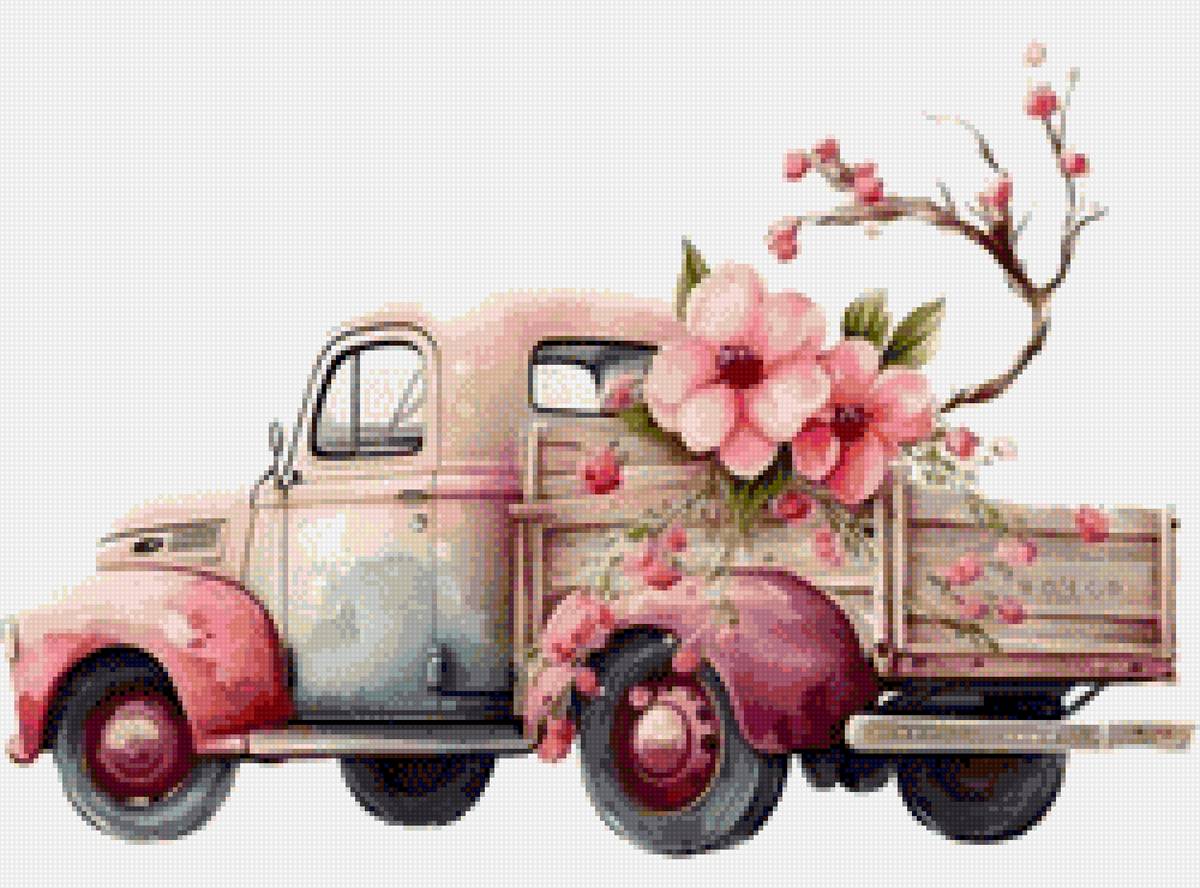 Весна - весна, грузовик, сакура, машина - предпросмотр