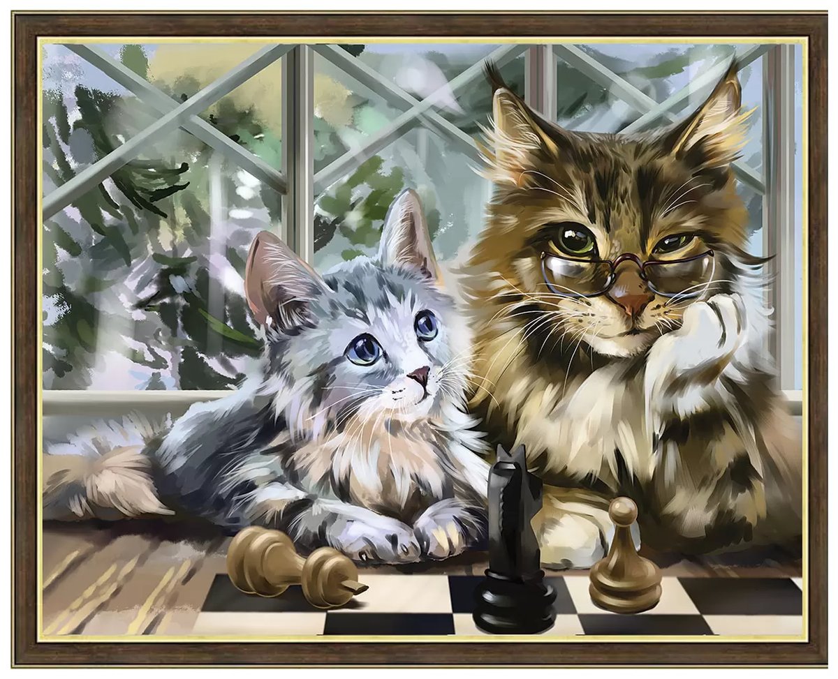 шахматный поединок - животные, пейзаж - оригинал