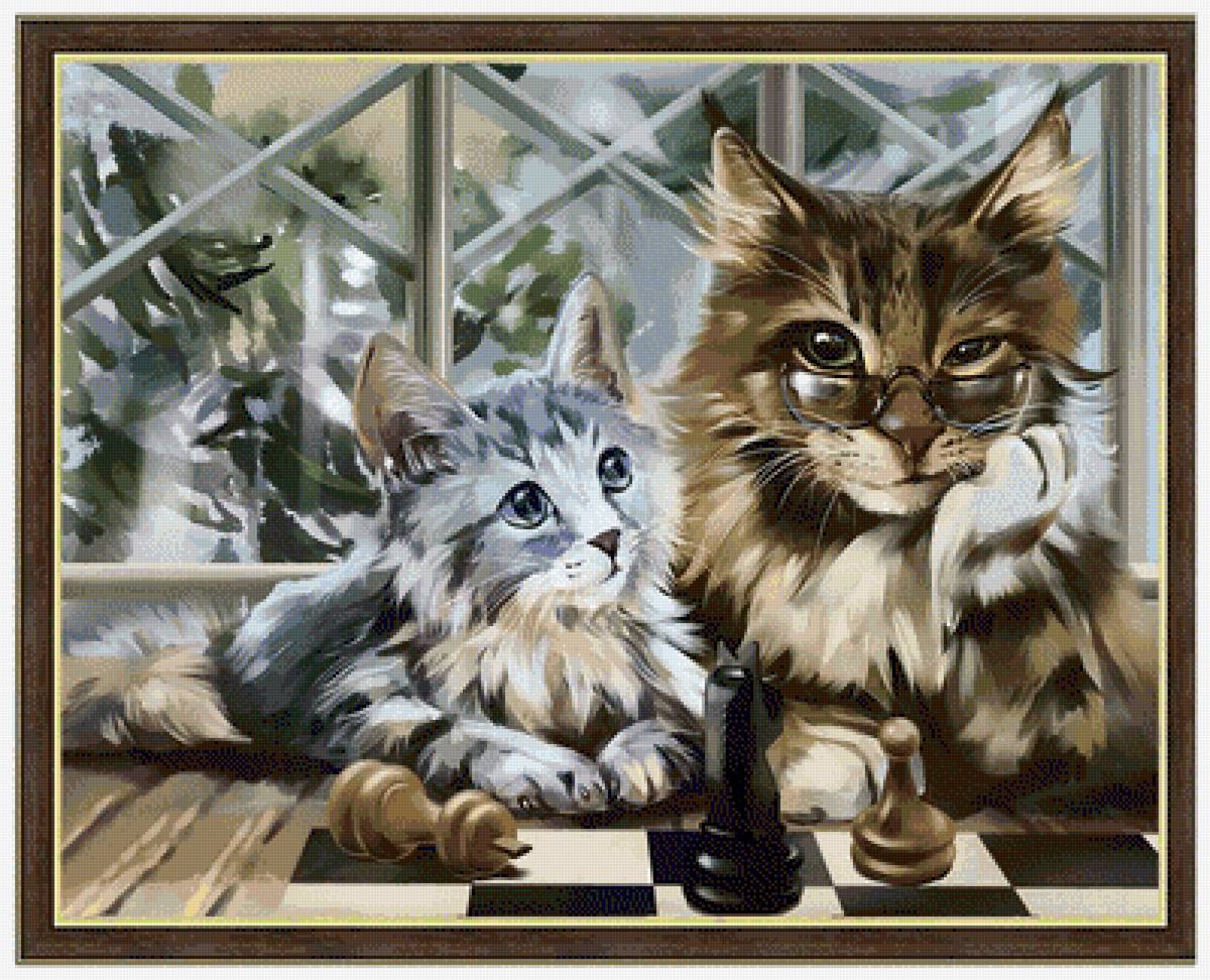 шахматный поединок - пейзаж, животные - предпросмотр