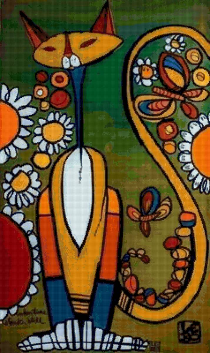 Арт кошка - арт, кот, абстракция - предпросмотр