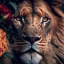 Схема вышивки «Лев с цветами»