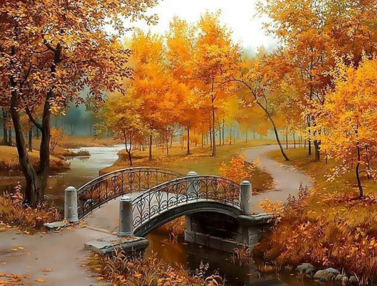 Осень в парке гамма - мост, осень, парк - оригинал