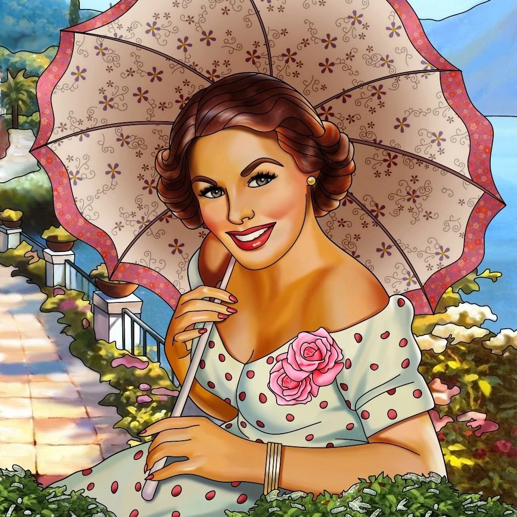 Под зонтиком - женщина, девушка - оригинал