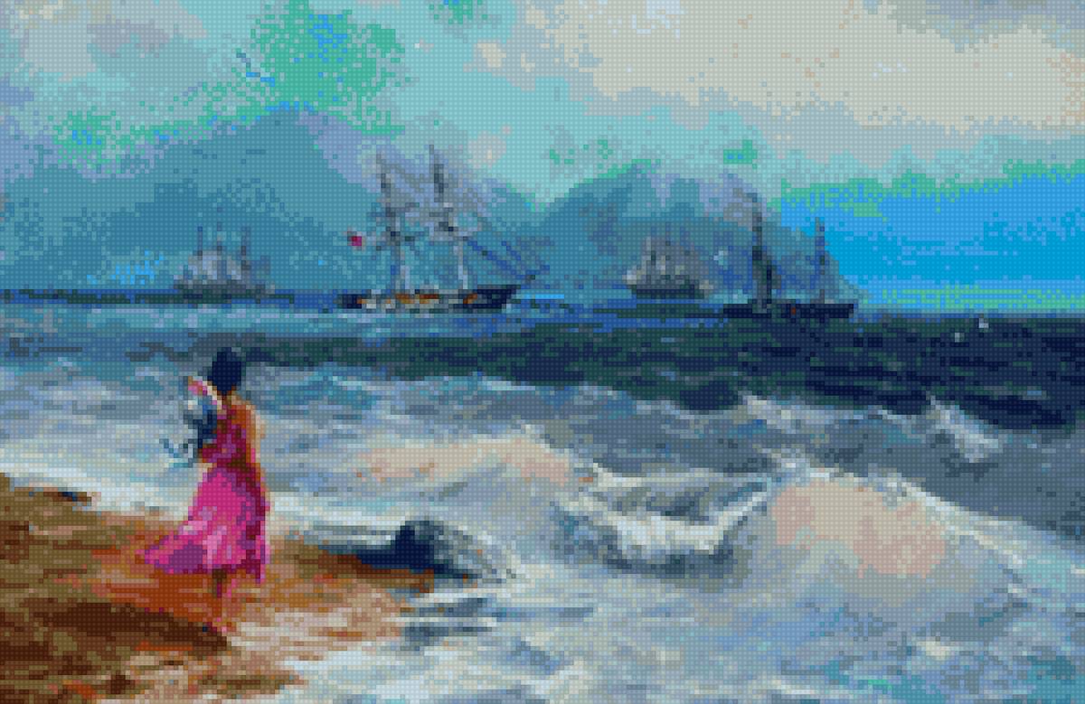 Девушна на море - море - предпросмотр