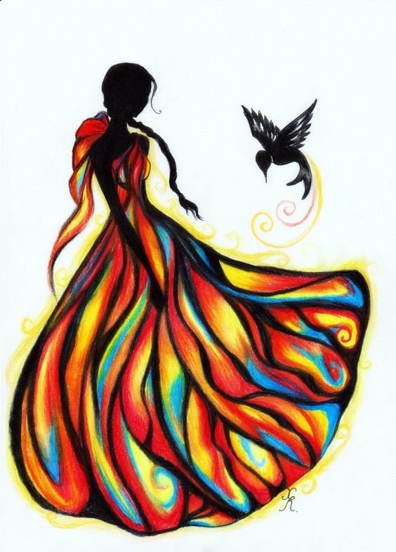 Девушка и птица - женщина, арт, девушка - оригинал