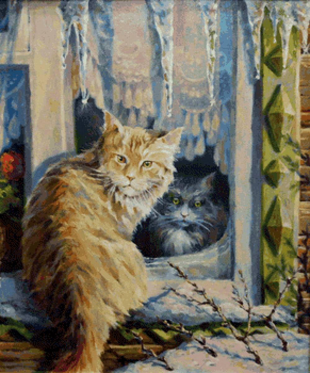 Март. Вечная история Худ.Сергей Бессонов - кот, домашние животные, живопись - предпросмотр