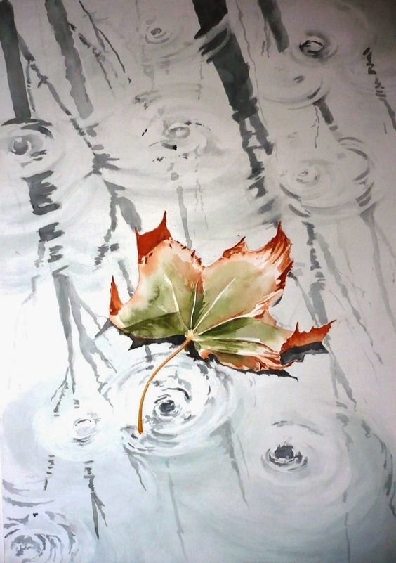 Осенний лист - пейзаж, лист, живопись - оригинал