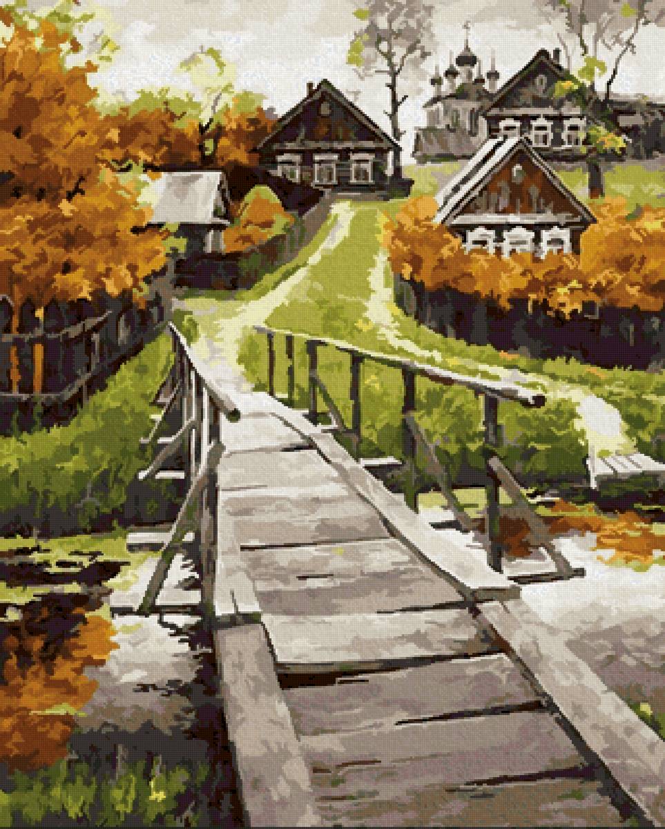 Село - дом, река, село, пейзаж - предпросмотр